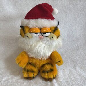 Santa Garfield Cat Plush Stuffed Animal 1978, 1981 9” Dakin Beard‎ Vintage